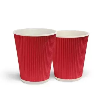500 мл. стакан двошаровий гофрований червоний (20 шт/рук) Кр-89