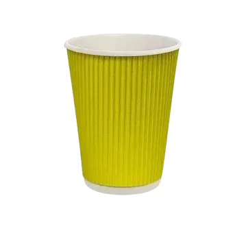 400 мл. стакан двошаровий гофрований жовтий (25 шт/уп) (КР/ST90)